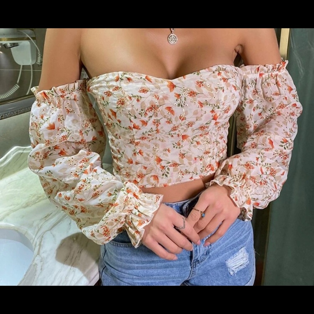 Off the Shoulder Crop top with Bell Sleeves